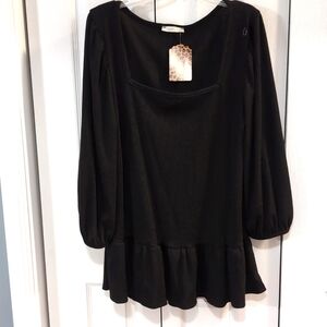 Ladies black Ruffles Babydoll top